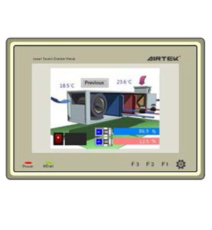 DST70P LCD touch control panel is designed to work with Airtek controllers by direct connecting to its MSnet MODBUS port.