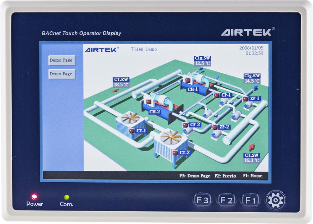 The Airtek 15" Touch screen was fitted ont he Manager's Office wall allowing management to view and control each individual apartement and oversee main plant conditions.