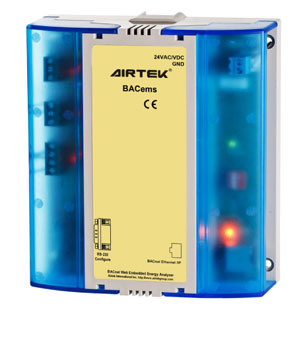 The BACems building energy analysis suite is a BACnet Building Controller (B-BC level control) plus packaged with inbuilt web data log analysis tools for viewing data online in a meaningful graphical format eliminating the need to down load data or import to a software package.