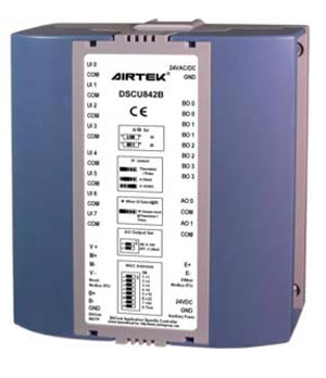 DSCU842B is a standalone BACnet B-ASC class programmable controller. It is designed for monitor and control building electromechanical device, large AHU, clean room, fume hood, large-scale end device control. 